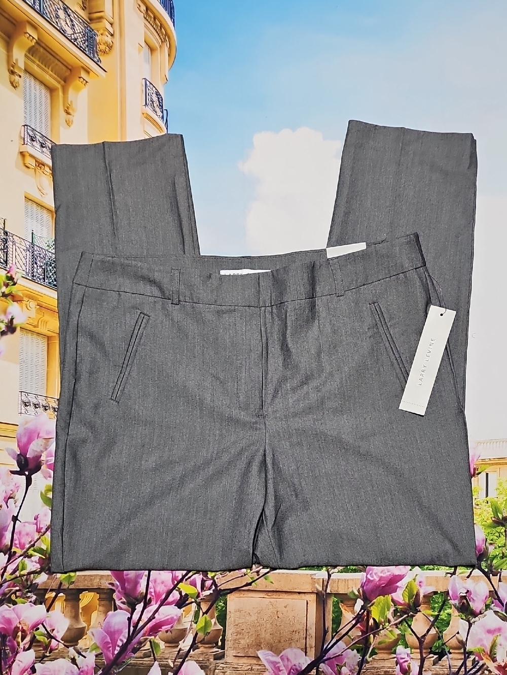 Larry Levine Platinum Gray Missy Dress Pants Size 12 New